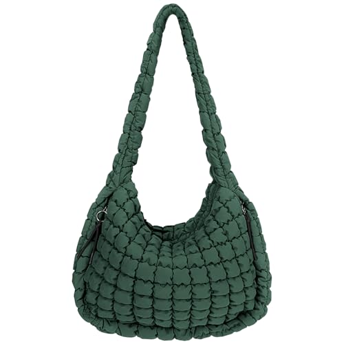 Image of Puffer Quilted Shoulder Bag Large Puffer Tote Bag for Women,Hobo Quilted Tote Bag Crossbody Shoulder Handbags Puff Purse