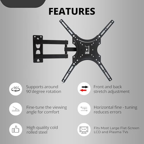 Image of Robustt Heavy Duty TV Wall Mount Bracket for 14 to 55 inch LED /HD /Smart TV's, Swivel Rotatable Universal LCD TV Wall Mount Stand - Pack of 1