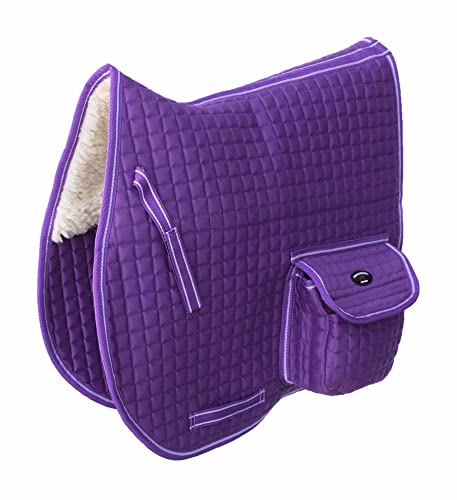 CHALLENGER Horse English Quilted Faux Fur All-Purpose Saddle Pad Purple w/Pockets 72152PR