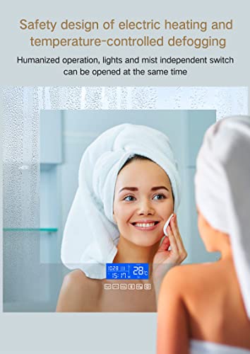 Tacovici Led Lighted Smart Bathroom Vanity Mirror, Frontlit And Backlit, Wall Mounted, Smart Screen, Bluetooth Speaker/Music/Call/Phone, Date Time Calendar, Temperature, Touch Switch, Defogger #TOP4