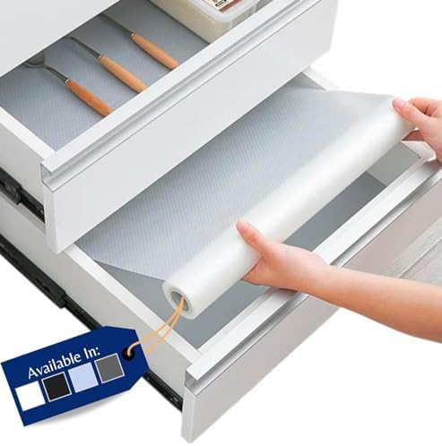 Linda's Essentials Kitchen Drawer Liners by (44.5 x 500 cm) - Cupboard Liners Kitchen Non Slip Shelf Mat & Fridge Liners that Protects Against Spills - Multi-Use Shelf Liners for Kitchen Cabinets