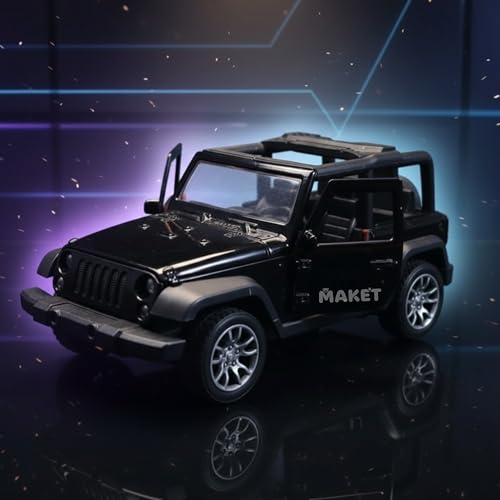 Image of MAKET Mahindra Thar 4x4 Toy Car - 1:32 Scale Die-Cast Metal SUV Model | Collectible Jeep Toy with Pull Back Action, Openable Doors & Rubber Tyres | Kids & Car Lovers (Black - Open ROOF)