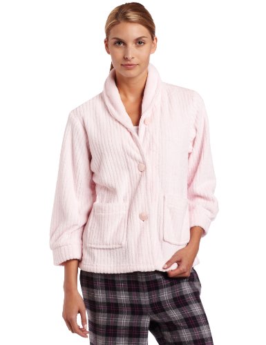 Casual Moments Womens Bed Jacket With Shawl Collar, Light Pink, X-Large
