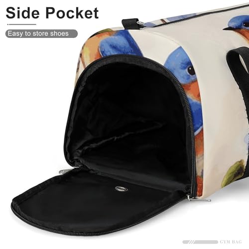 Petit sac de sport Happy Bluebirds Art Déco avec compartiment chaussures - 7