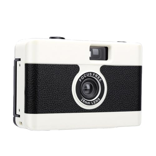 Ycauty Cámara de Película de 35 Mm de Estilo Vintage Cámara Compacta Flash para Fotografía de Viajes Momentos Retro Nostálgicos Material ABS (Blanco)