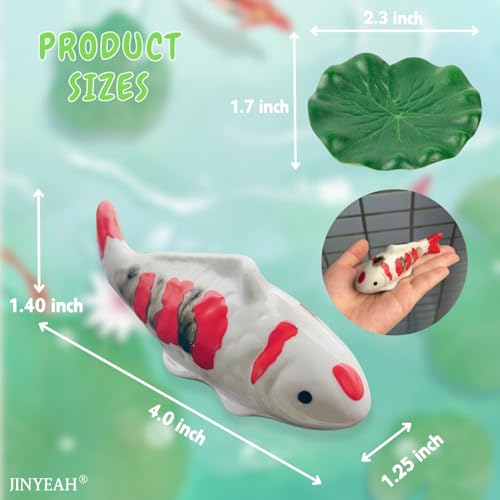 Image of Ceramic Koi Fish Pond Decor 4″ Fake Fish Floating Aquarium Decor Floating Koi Pond Swimming for Birdbath Pond Fountain Fake Aquarium Tea Pet