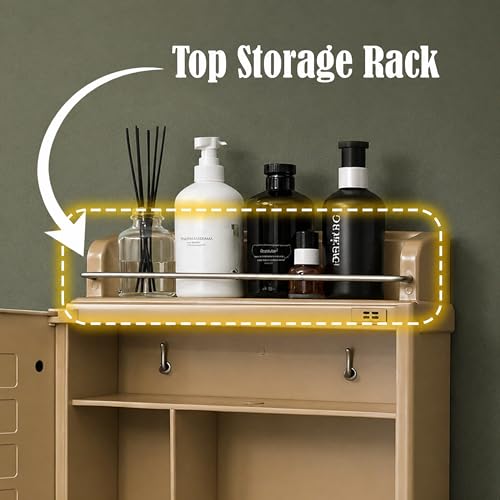 Image of JD FRESH Unbreakable Bathroom Cabinet with Mirror /Wall Mount Mirror Cabinet for Wash Basin /Bathroom Organizer Cabinet /Multipurpose Wall Storage Organizer /Decorative Prime Look (Golden)