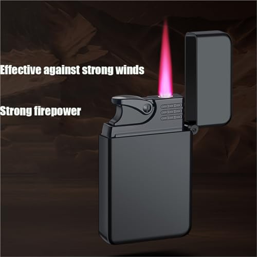 Encendedor metálico rojo resistente al viento, compacto miniatura 3