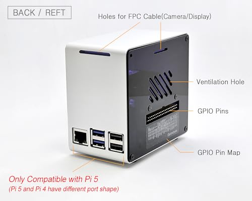 ElectroCookie Raspberry Pi 5ケース アルミニウム製ミニタワーケース M.2 NVMe SSD PCIe HATとアクティブRGB照明クーラー の商品画像 6