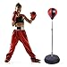 Imagen de HOMCOM Saco de Boxeo de Pie Punching Ball con Altura Ajustable de 4 Niveles en 126-144 cm Base Rellenable de Agua o Arena Guantes y Inflador para Adolescentes Rojo y Negro