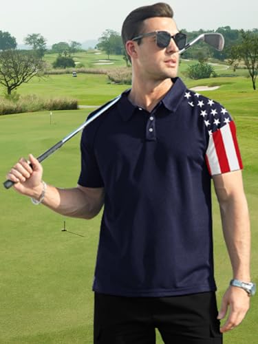 Image of ZITY Men's Golf Short Sleeve Moisture Wicking Polos with Print Patterns