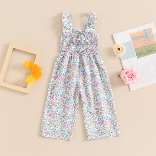 Toddler Girl Wide Leg Romper Baby Floral One Piece Newborn Pants Jumpsuit Flare Pants Overalls Summer Playsuit2