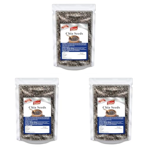 Image of Desire Chia Seeds 1 Kg | 100% Natural, High in Omega-3, Fiber & Protein | Superfood for Weight Management, Smoothies & Healthy Snacks | Gluten-Free & Vegan (Pack of 3)