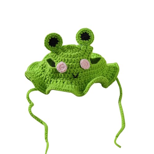 Qiansail Cat Hat Halloween Costumes Cute Frog Shape Pet Cap Cartoon Cloth Design Head Wear Accessories for Puppy Kitten (Small)