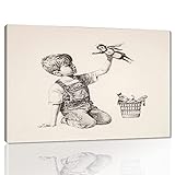 Banksy グラフィティ ストリート ウォールアート COVID-19 グラフィティ アートワーク ゲーム チェンジャー キャンバス 絵画 ポスター プリント 小さな男の子 遊び 看護師 おもちゃ 壁 写真 インスピレーションを与えるホームオフィスの装飾 簡単に掛けられます-幅44インチ x 高さ28インチ