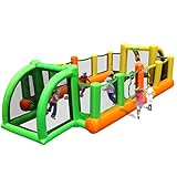 Qazxsw Aufblasbare Schlösser,Kinderrutschen Outdoor Kleine Fußballfelder Kinder Trampoline Platz Spielplätze Kinderlaufställe,Colors,800 * 335 * 180cm