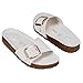 Women's Sandals with Cork Footbed Insole Comfortable Footwear, Chic Fashionable Design Slippers for Women and men, Autumn, Spring, Summer, Flat Flop size 6-11 (WHITE, Adult, Women, 7, Numeric, US Footwear Size System, Medium)