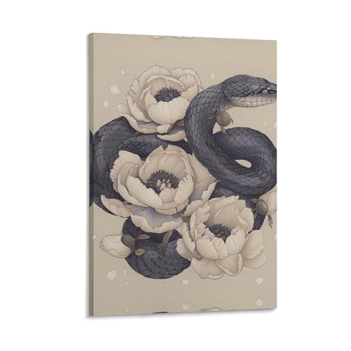 Toile suspendue serpent noir fleur pour sublimer une chambre bohème