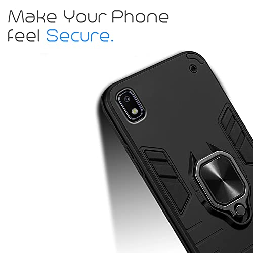 Image of Pikkme D5 Tough Armor Bumper Back Cover Case for Samsung Galaxy A10 |Ring Holder & Kickstand in-Built (Black)
