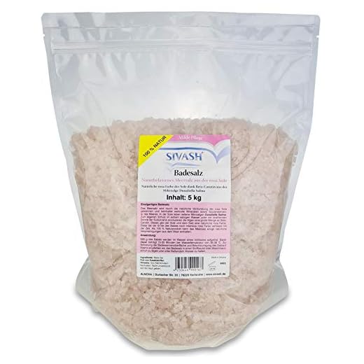 SIVASH -Badsalt – oraffinerat, naturligt, milt havssalt av rosa sula, 5 kg (10 badar). Rosa färg på sulan tack vare beta-karotin från mikroalgen Dunaliella Salina. Trevligt bad nöje även med atopisk dermatit, mjäll, reumatism