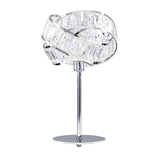 MiniSun | Polished Chrome and Clear Acrylic Jewel Intertwined Rings Design Table Lamp | Table Lamps, Home Décor & Improvement Essential | Includes 3W LED Bulb [3000K Warm White]
