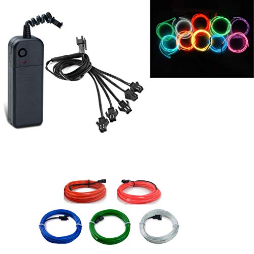 Image of ABALDI EL Wire Neon Light Portable Battery Powered Electroluminescent Wire Pack Drivers High Brightness for Xmas Party Decoration(5x1m,Multi Colours B)