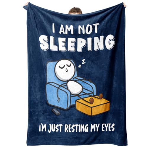 GoMelley Funny Birthday Blanket Gifts for Men Dad Husband Anniversary Birthday Gifts for Him Grandpa Dad Husband Super Soft Flannel Throws Blanket for Napping 60 x 50 (Navy Blue)