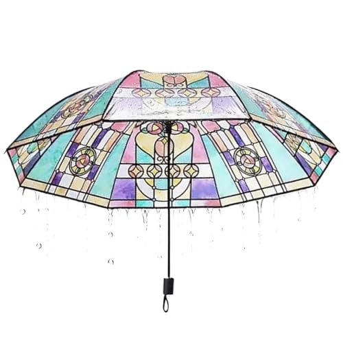 Paraguas de viaje a prueba de viento, pantalla plegable de vidrio de color compacto | Accesorios de protección solar para mujeres pescado al aire libre de regalos perfectos: como pantalla de mujeres y
