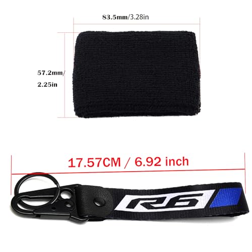 Image of Compatible with R6 YZFR6 YZF R6 R6S 1999-2021 2022 2023 2024 2025 Motorcycle Front Brake Fluid Reservoir Sock Cover Oil Cup Sock & Keyring Key Chain (Blue)