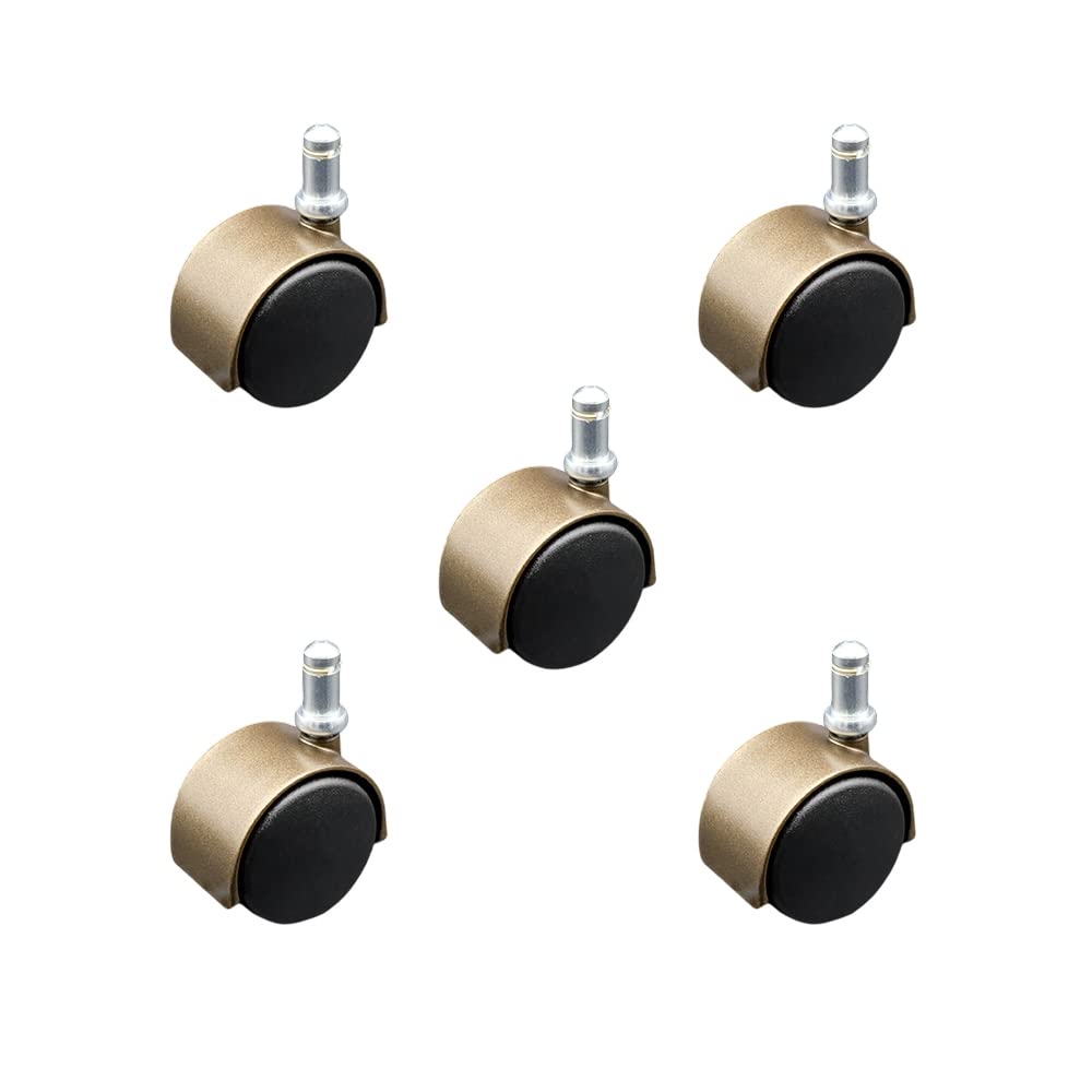 2 Inch Office Chair Stem Casters Set of 5 - Windsor Antique Hooded Soft Urethane Twin Wheel with 7/16 Inch by 7/8 Inch Grip Ring Stem Casters - 375