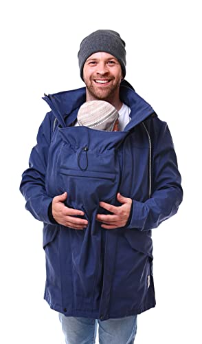 Viva la Mama – 3in1 Trageparka für Väter Tragejacke Papa Softshell vorn und hinten tragen - PROTECTIS - jeans- XL