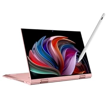 Xixaomiro 2 em 1 Laptop 10.95" FHD IPS Touchscreen,Intel Quad-Core i7-Lake-N N95,16GB RAM 256GB SSD,1TB SSD Expand,Teclado retroiluminado,Windows 11 Mini Notebook (rosa, 256GB)