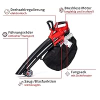 Einhell Laubsauger Laubbläser GE-CL 36 Li E Power X-Change (Lithium-Ionen, 2x18 V, 210 km/h Luftgeschwindigkeit, bürstenloser Motor,45 l-Fangsack, Tragegurt, inkl. 2x 4,0 Ah Akku und Twincharger) – Ansicht 2