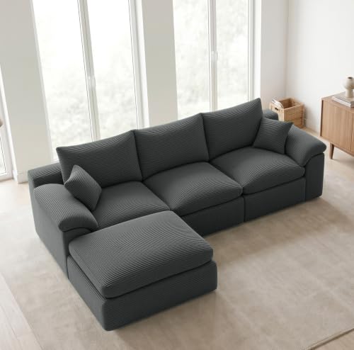 Image of Cloud Sectional Couch, Boneless Couches for Living Room, Gray