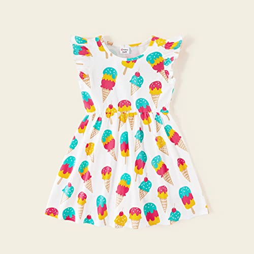 Patpat Toddlers Girls' Short Sleeve Sleeveless Dress Sets Pack Of 3 Toddler Ice Cream Polka Dots Dresses Set #TOP5