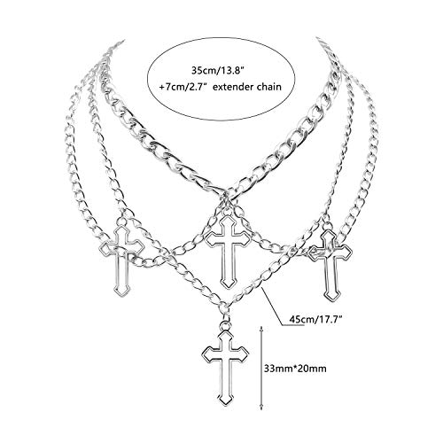 Hmixn Gothic Layered Cross Choker Necklace For Women Teen Girls Goth Multiple Crosses Pendant Necklaces Punk Multilayer Chains 40 Inches #TOP2