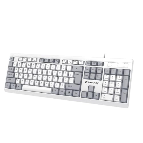 Image of LAPCARE USB Alfa Keyboard 7 Wired Membrane Keyboard | 104-Key US Layout | UV Coated Keycaps | Ergonomic Design | Quiet & Durable Membrane Build | 1-Year Warranty (LOX-106)