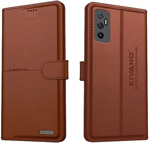 Image of KIVANO Compatible with Vivo Y75 4G / Vivo V23e Flip Cover | Leather Finish | Inside Pockets & Inbuilt Stand | Shockproof Wallet Style Magnetic Closure Back Cover Case