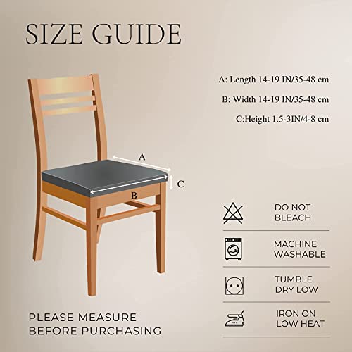 Image of SearchI Water Repellent Seat Covers for Dining Chairs, 6 Pack Jacquard Stretch Dining Room Chair Seat Covers, Kitchen Chair Seat Covers Protectors(Brown Flower)