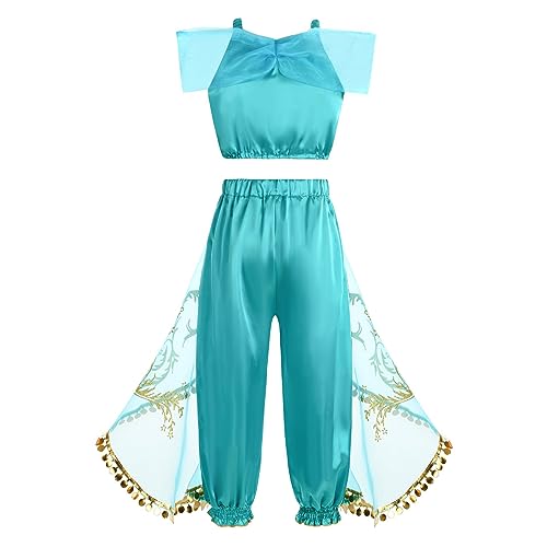 Bloomiro Princess Jasmine Costume For Girls Halloween Kids Dress Up Outfit With Accessories thumb #2