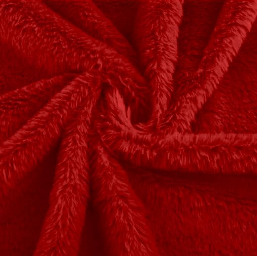 Image of Shaggy Faux Fur Fabric, Super Soft, 6 X 5 Feet (Red)