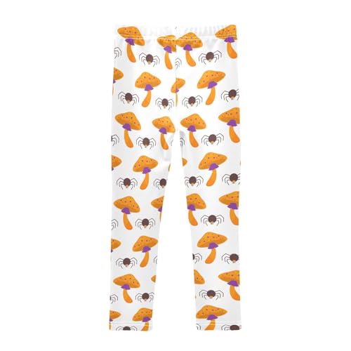 Mushrooms Spiders Girls Leggings,Workout Leggings for Girls Toddler Athletic Leggings Size for 3-10T2
