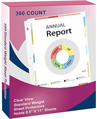 Sheet Protectors 8.5 x 11 Top Loading Page-Protectors-Clear-Sheet-Protectors for 3 Ring Binders Letter Size 300PCS