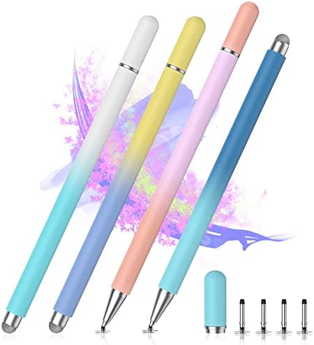 Stylus Pens for Touch Screens, 2 in 1 Sensitivity & Precision Stylus Pen for iPad, Stylus Pencil Compatible with iPhone, Apple iPad, Android, Tablets and All Universal Touch Screen (4 Pack) …