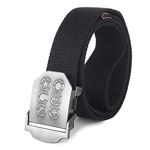 Image of ZORO Men's cotton Belt |canvas belt| stylish buckle | belt for jeans cargo jogger| non leather fabric belt black