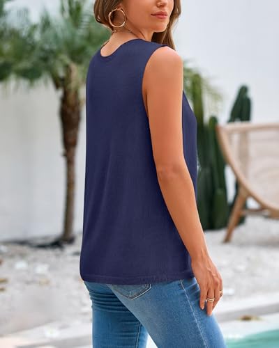 BTFBM Women's Sleeveless Sweater Vest 2025 Summer Crew Neck Ribbed Knit Lightweight Pullover Casual Loose Fit Tank Tops