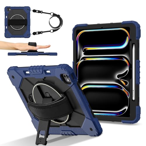 Coque iPad Pro 13 antichoc silicone rotative avec sangle pour sécuriser votre tablette