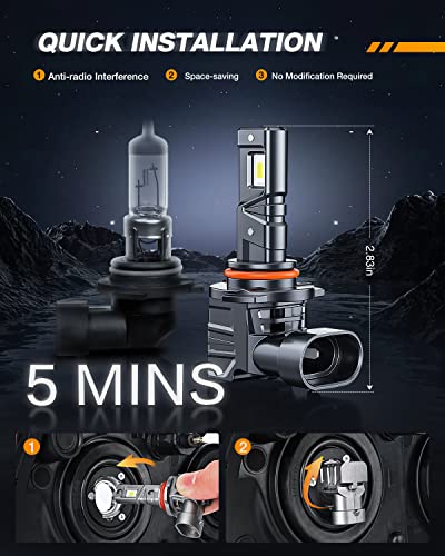 Nilight 9005/Hb3 Led Headlight Bulbs, 16000Lm 500% Brighter Cool White 6000K Wireless Led Headlight Bulbs, High Beam Halogen Headlamp Upgrade Replacement, Small Size, Pack Of 2 #TOP2
