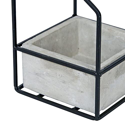 Vipssci House Framed Cement Planter Metal, 8-Inch Height, Gray, Black #TOP2