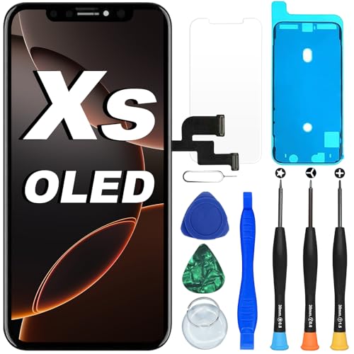 DIGI4U Harter OLED-Ersatzbildschirm für iPhone Xs, 14 cm (5,8 Zoll) FHD COF, kein LCD-Bildschirm für iPhone Xs Display Digitizer Montage, mit Reparaturwerkzeug-Set für iPhone-Ersatz